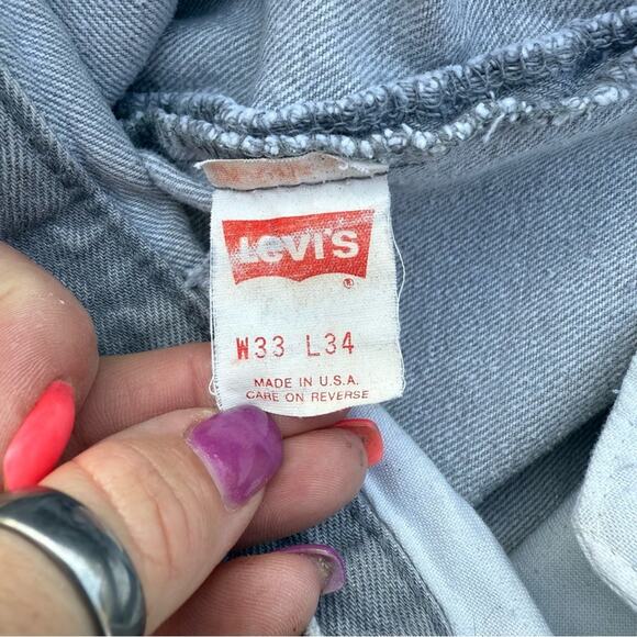 VTG 80s Levi’s 501 Button Fly Light Gray Original fit Straight Leg Jeans 33x34 - Picture 16 of 16